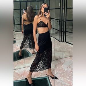 Zara Black Lace Midi Skirt